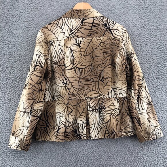 Coldwater Creek Blazer Womens 10 Brown Floral Button Stretch Notch Collar Work - Picture 3 of 12